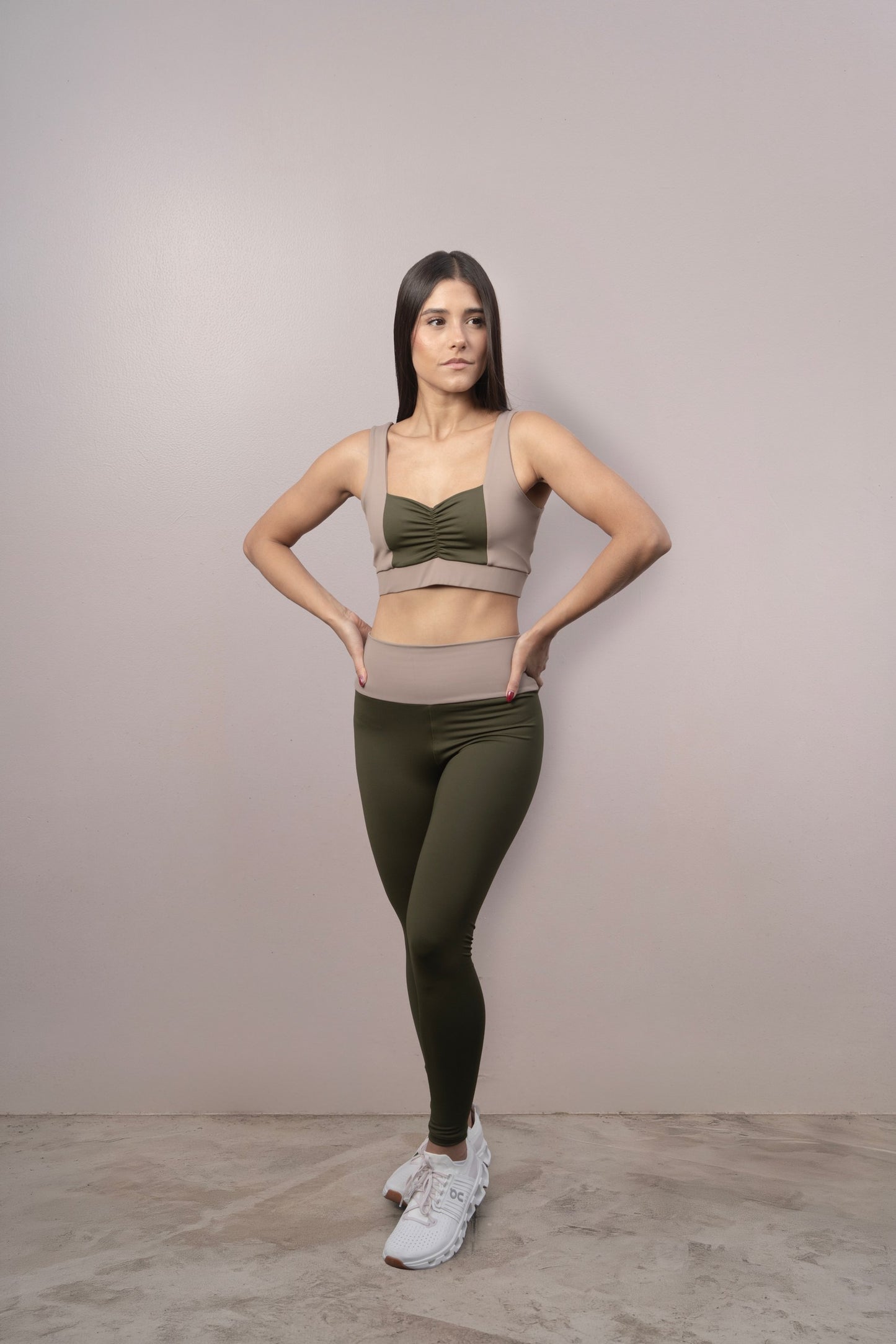 Set mix top + Legging (verde beige)