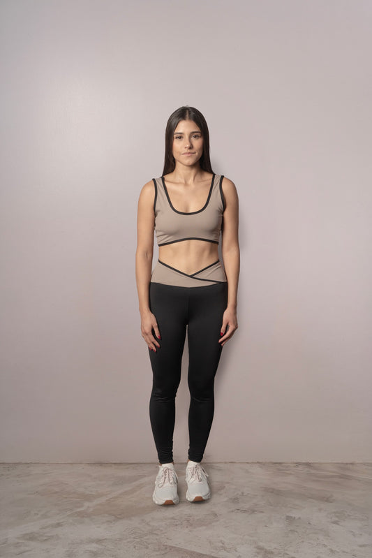 Set combinado top + Legging (negro beige)